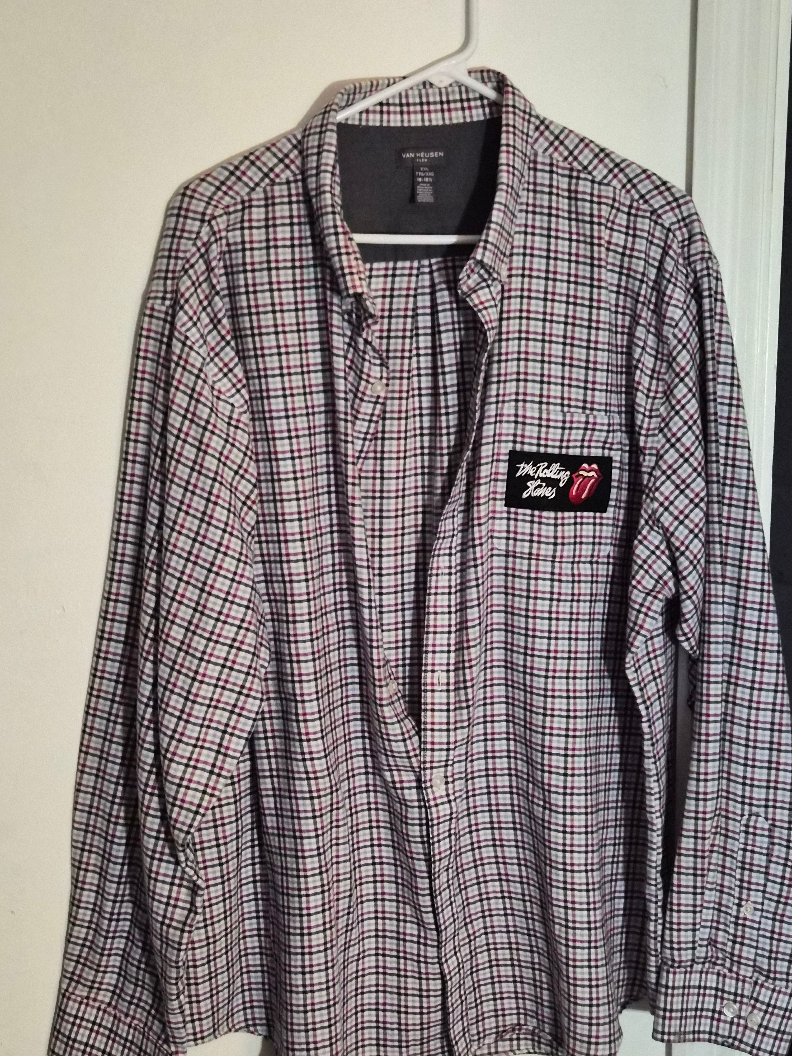 One-of-One Punk Flannel – Rolling Stones Patch – DIY Reworked Shirt XXL