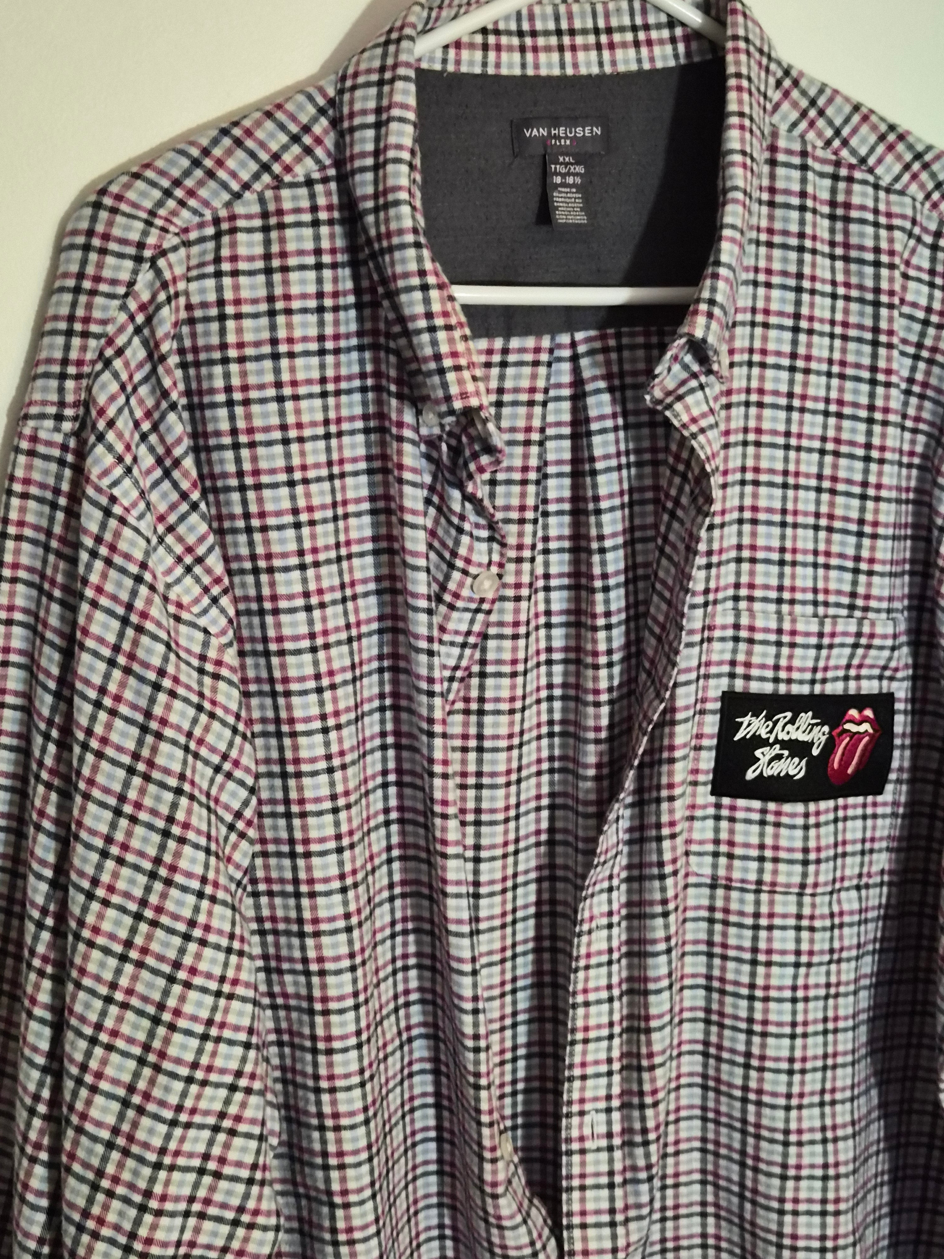 One-of-One Punk Flannel – Rolling Stones Patch – DIY Reworked Shirt XXL