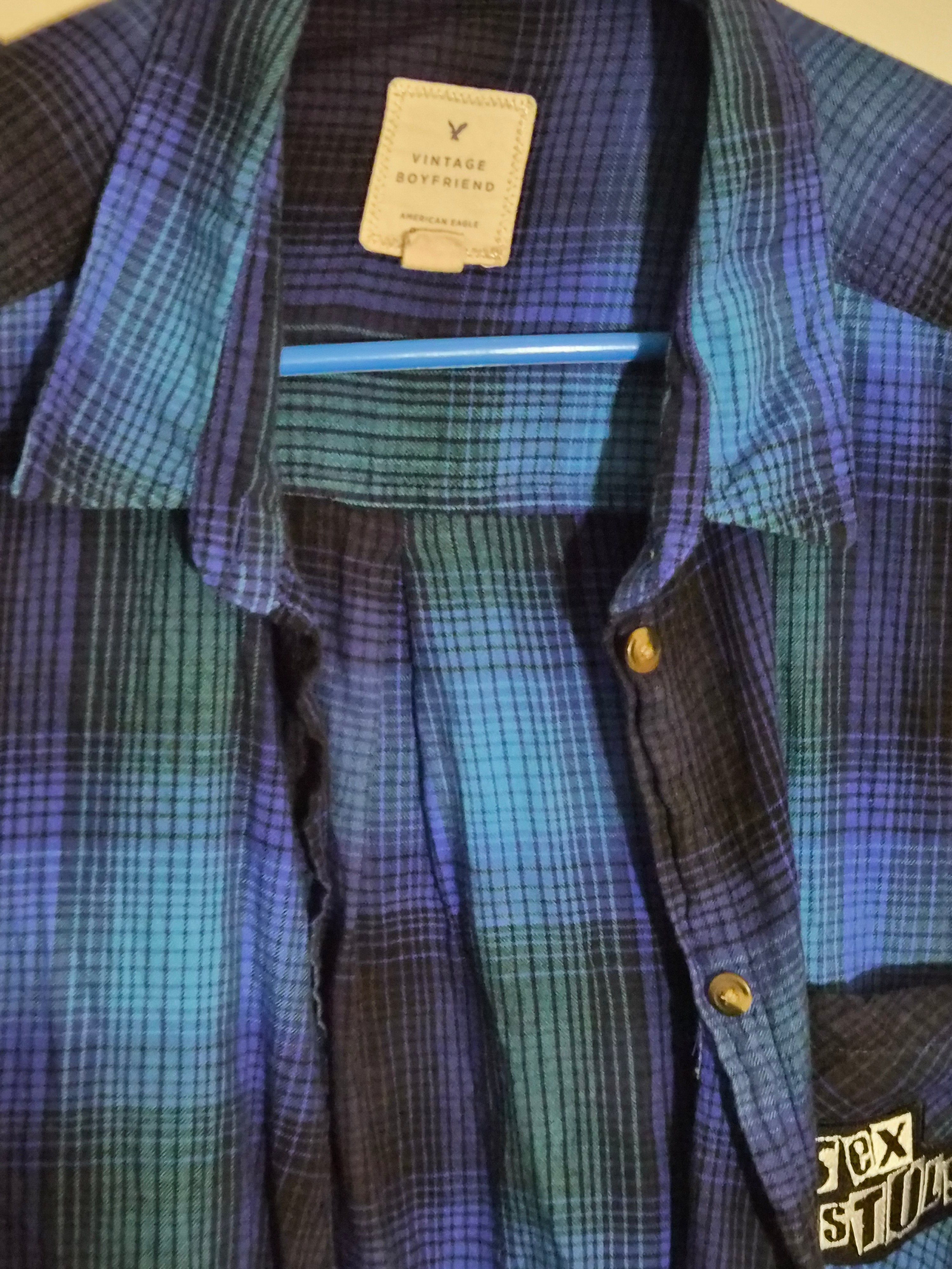 One-of-One Punk Flannel – Sex Pistols Patch – DIY Reworked Shirt XL Boyfriend Cut