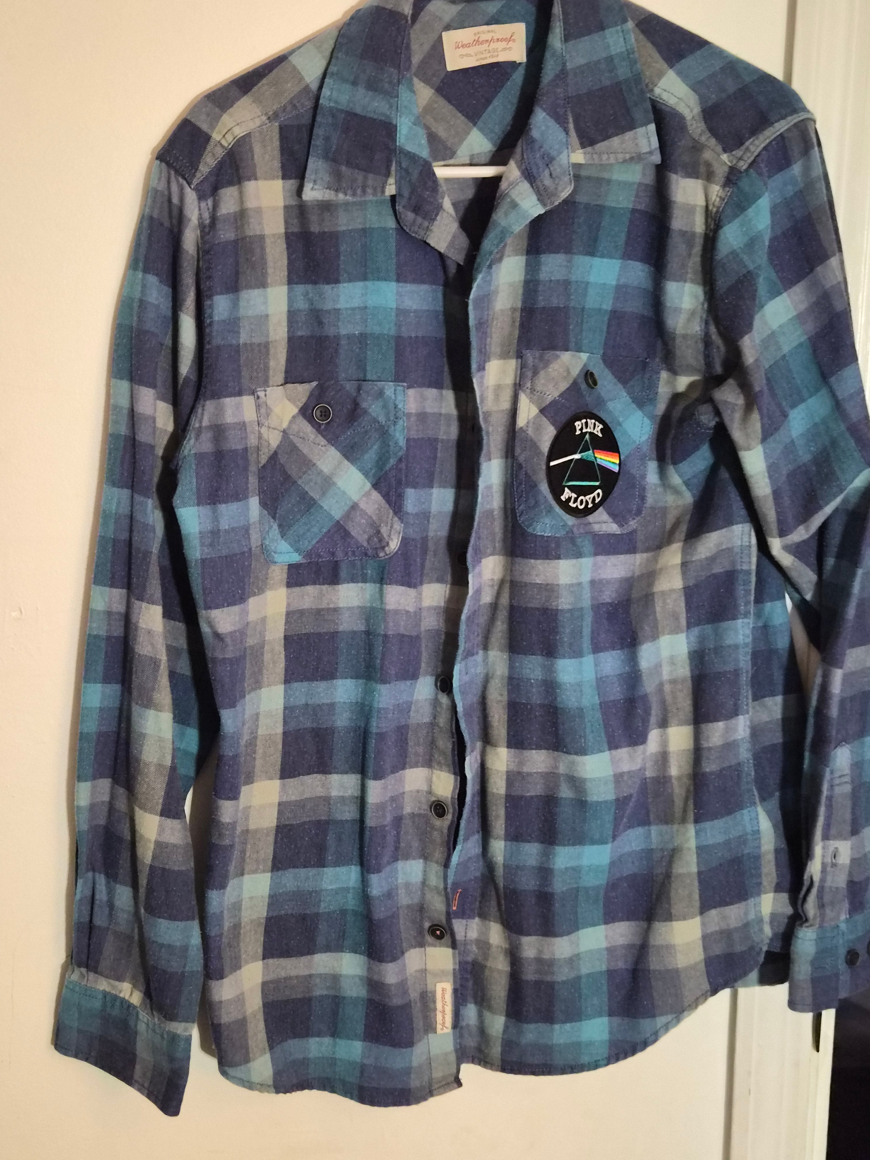 One-of-One Punk Flannel – Pink Floyd Patch – DIY Reworked Shirt Med