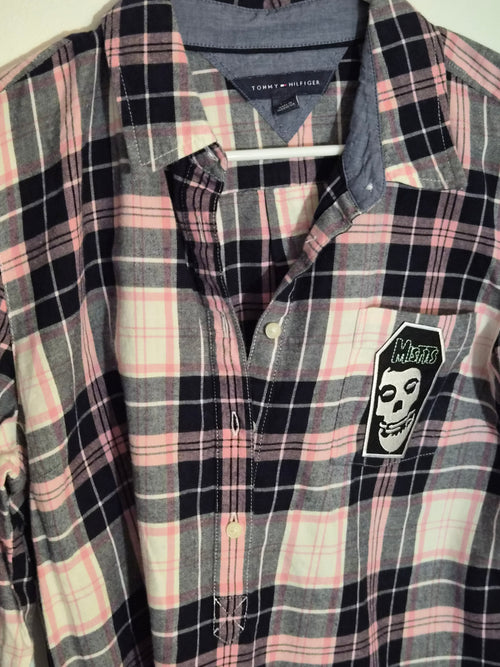 One-of-One Punk Flannel – Misfits Patch – DIY Reworked Shirt