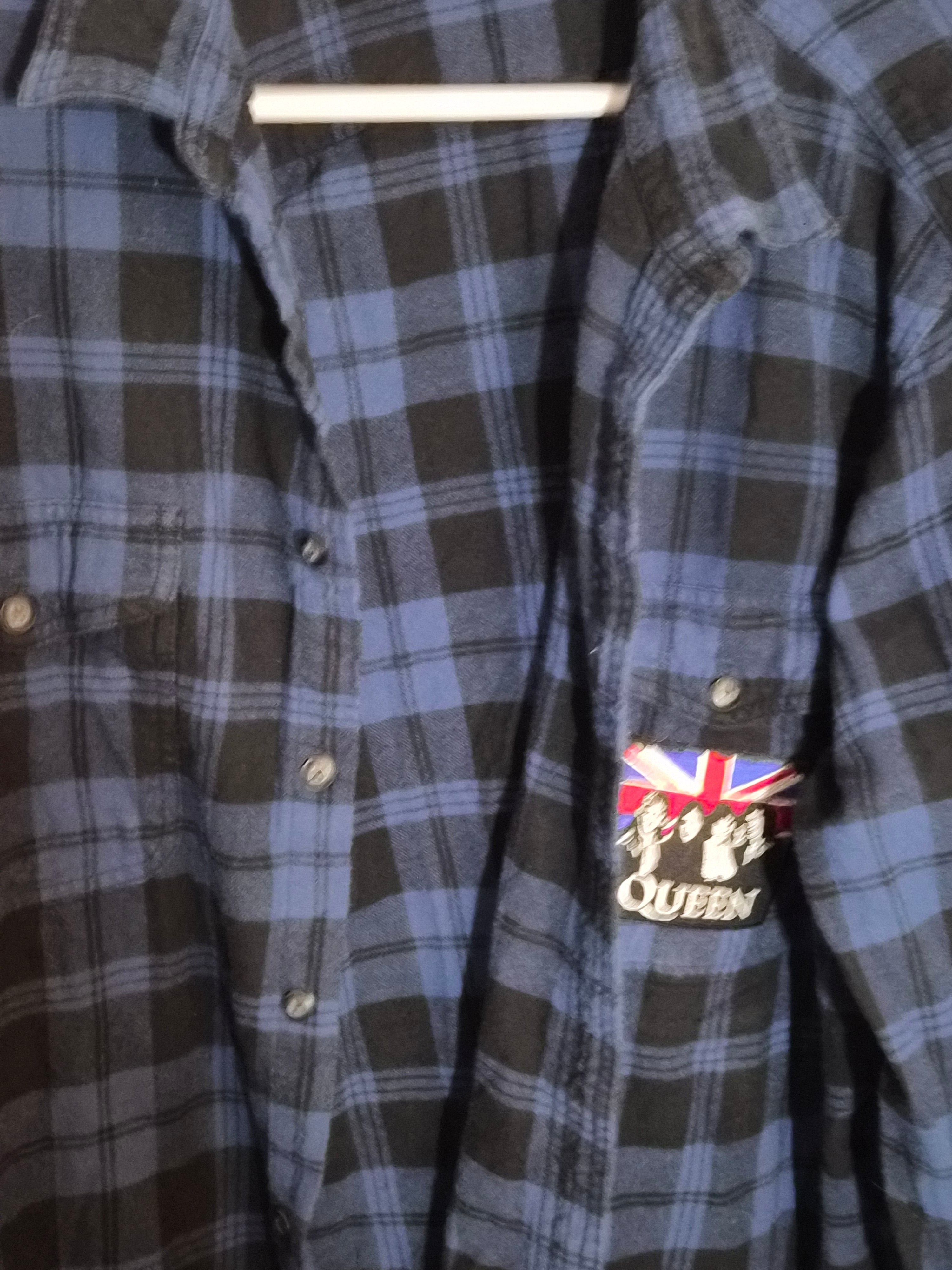 One-of-One Punk Flannel – Queen Patch – DIY Reworked Shirt 3XL